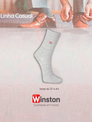 Meia Casual Winston Cano Alto 0600-009 Cinza