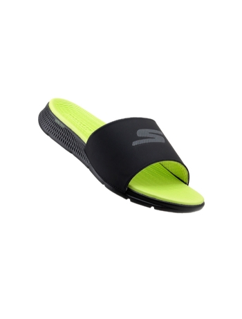Chinelo Slide Skechers Goga Mat 229030 Preto/verde