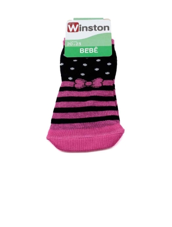 Meia Bebê Winston Laço 0250036-012 Preto/rosa