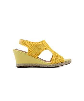 Sandália Anabela Valentina Tramada Amarelo