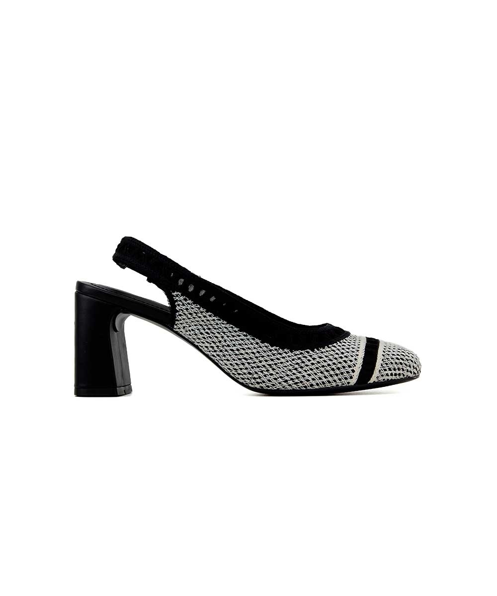 Scarpin Slingback Valentina Salto Bloco PRETO