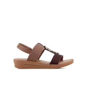 Sandália Usaflex Plataforma Enfeite Couro Camel