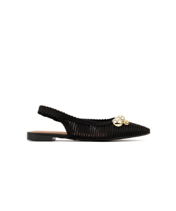 Sapatilha Slingback Valentina Bico Fino Tramada PRETO