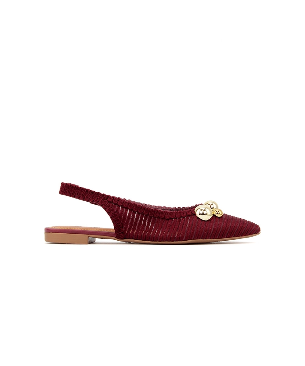 Sapatilha Slingback Valentina Bico Fino Tramada VINHO