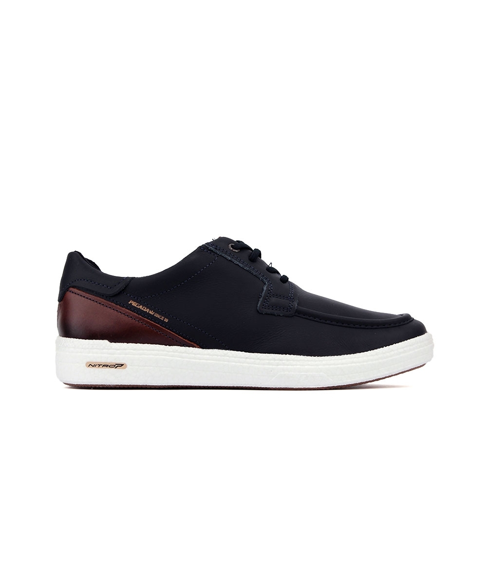 Tênis Casual Pegada Masculino Couro Marinho