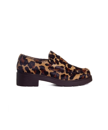 Mocassim Feminino Pixolé Salto Médio Couro Onça