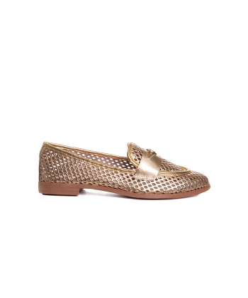 Mocassim Feminino Giulia Domna Couro Dourado