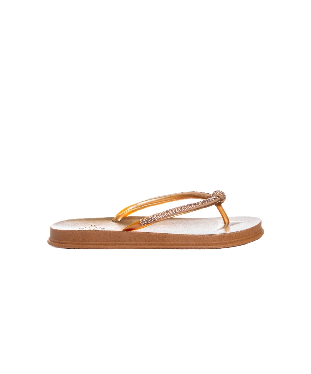 Chinelo Feminino Pixolé Strass Bronze