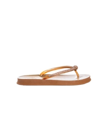 Chinelo Feminino Pixolé Strass Bronze