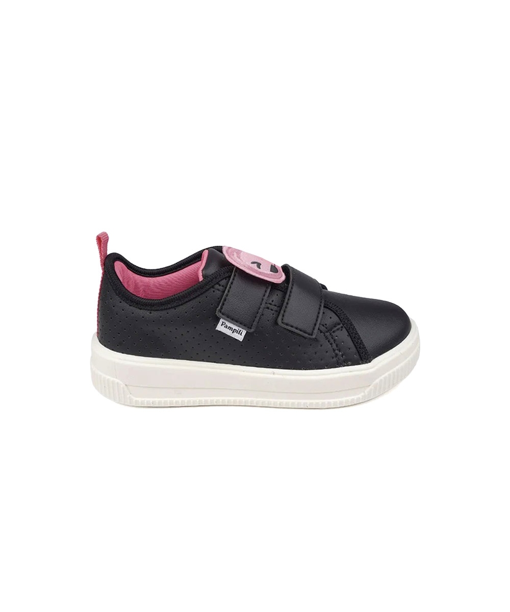 Tênis Infantil Pampili Up Patch Carinha Glitter Preto