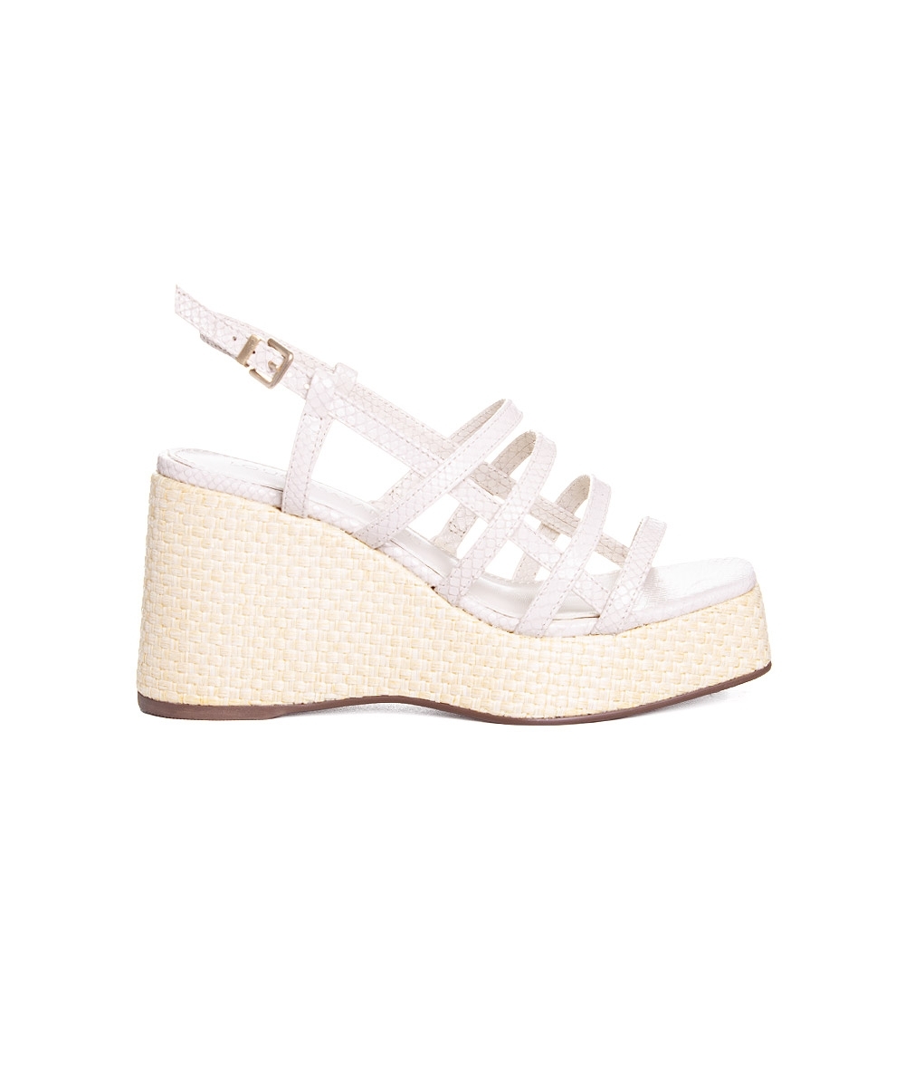 Sandália Anabela Loucos E Santos Couro Off White