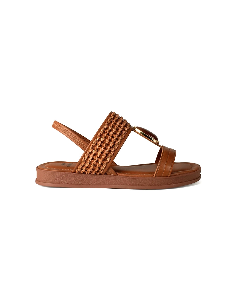 Sandália Dakota Flatform Tira Tramada Caramelo