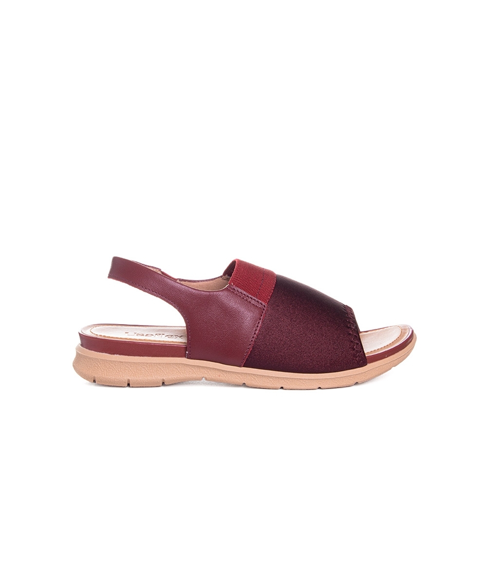 Sandália Usaflex Low Impact Elastano Couro Vermelho