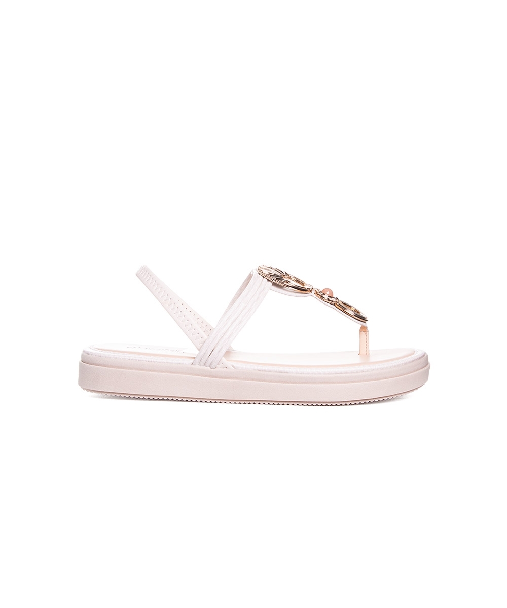 Sandália Flatform Mississipi Metal Bege