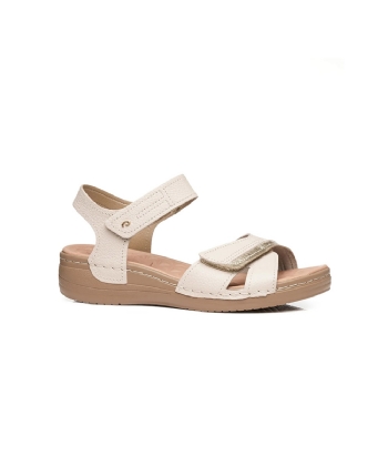 Sandália Feminina Pegada Anabela Couro. Off White