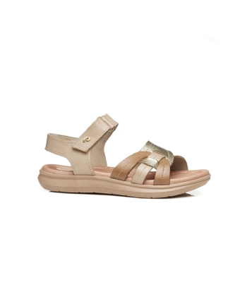 Sandália Feminina Pegada Amortech Couro. Creme