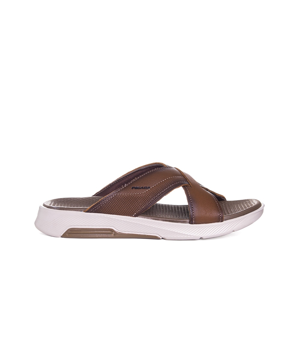 Chinelo Masculino Pegada Kai Levitech Couro Caqui
