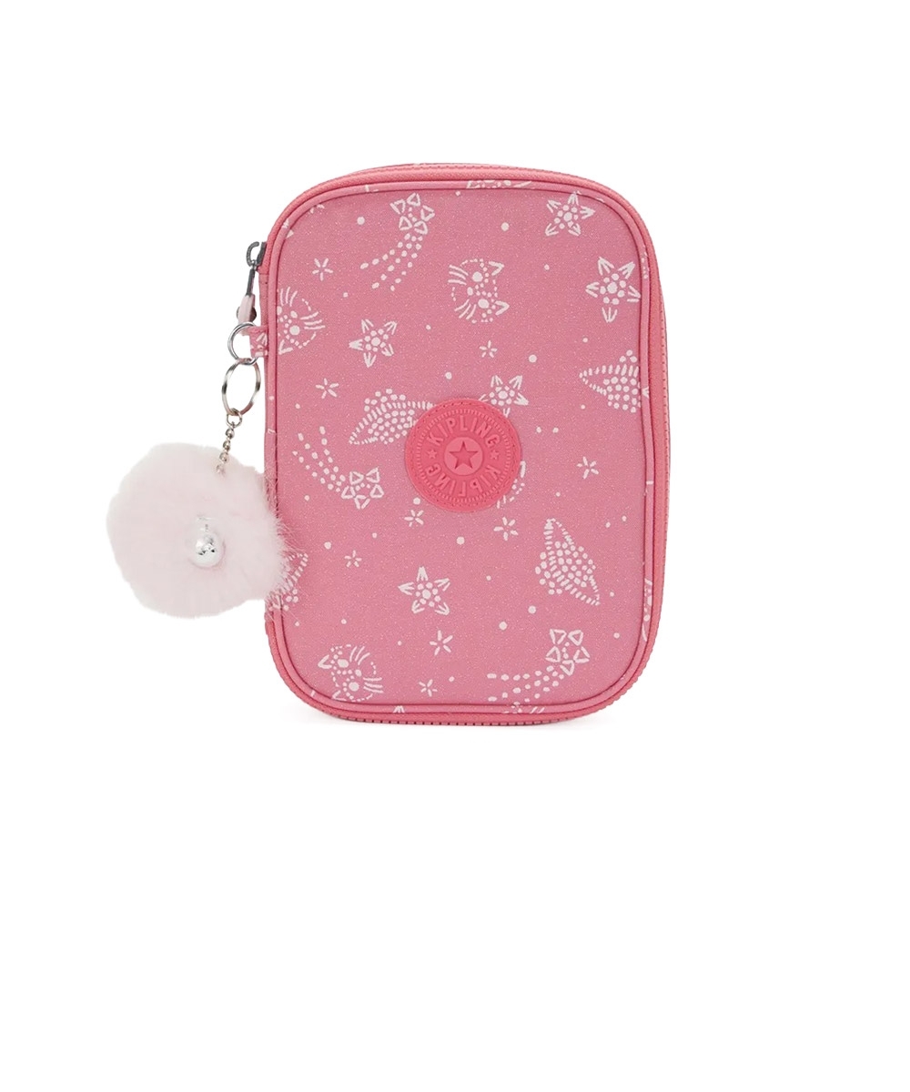 Estojo Kipling 100 Pens Glitter Cats Rosa