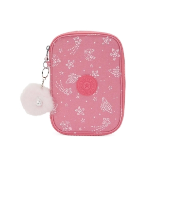 Estojo Kipling 100 Pens Glitter Cats Rosa