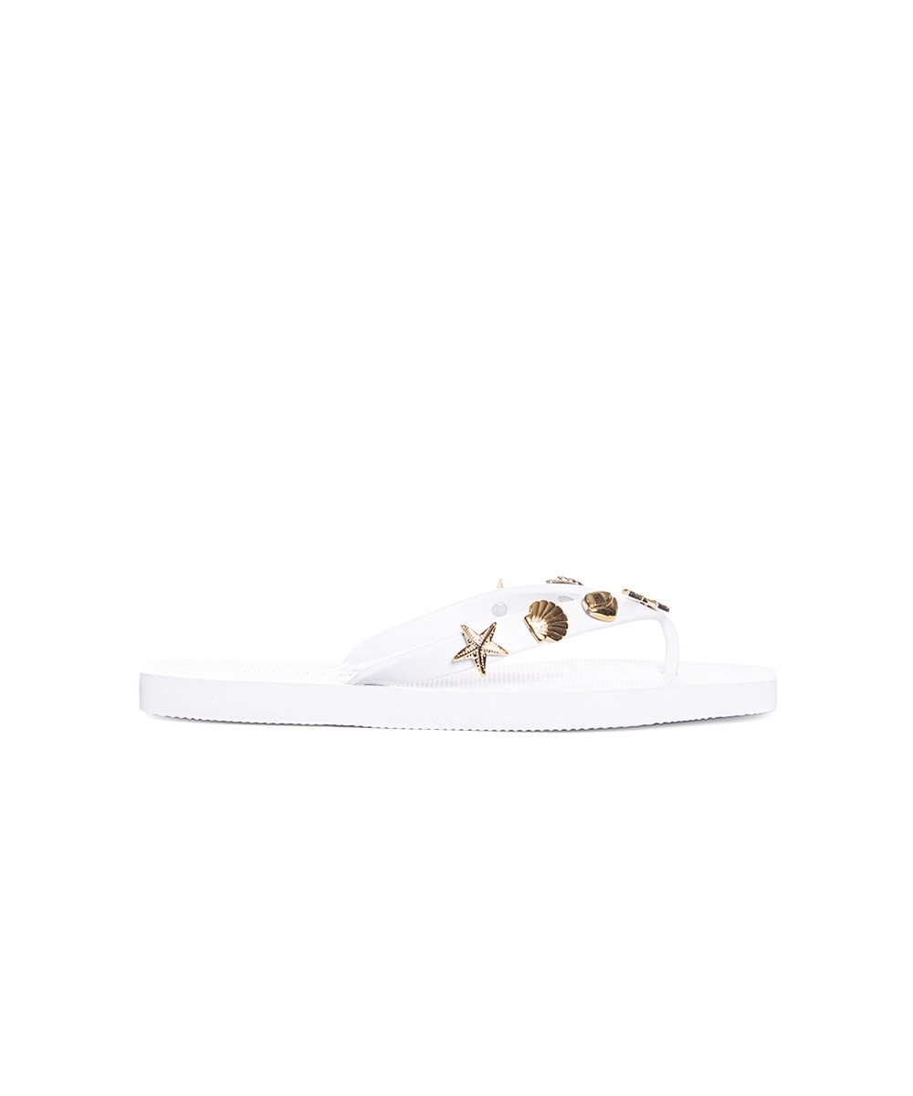 Chinelo Feminino Giulia Domna Biico Quadrado Branco