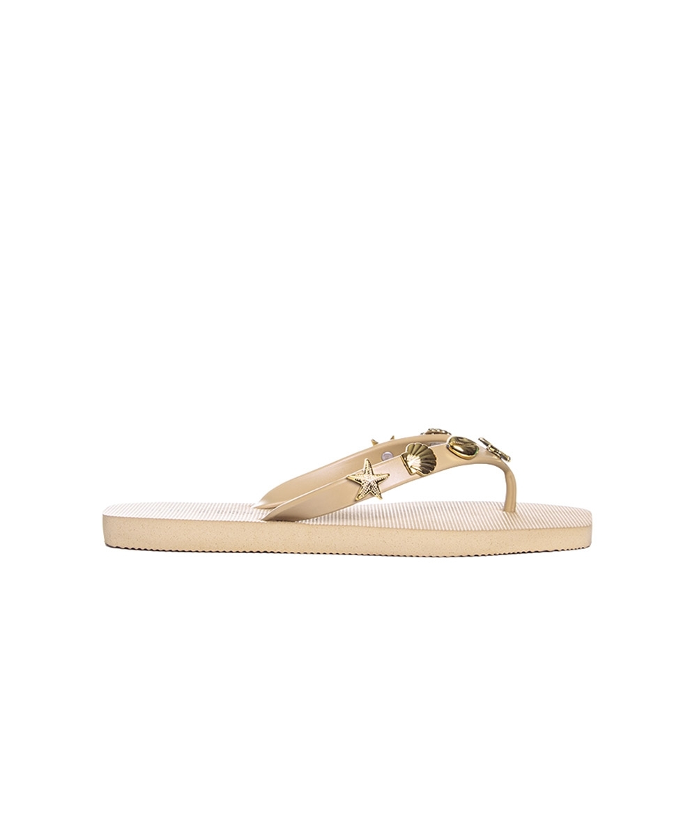 Chinelo Feminino Giulia Domna Biico Quadrado Bege