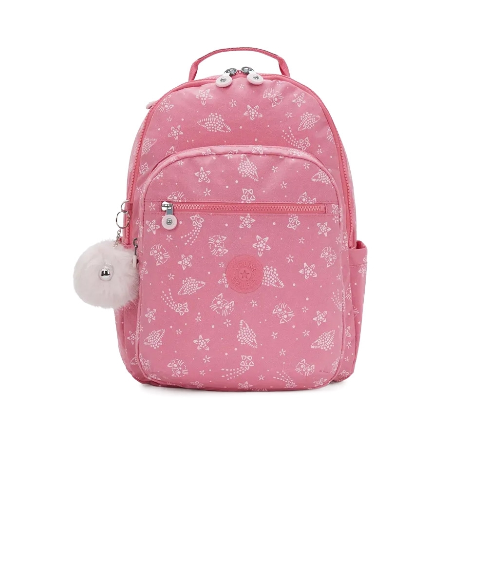 Mochila Kipling Seoul Glitter Cats Rosa
