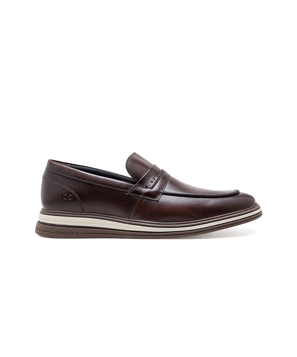 Sapato Masculino Democrata Dune Hi-soft Couro Tabaco