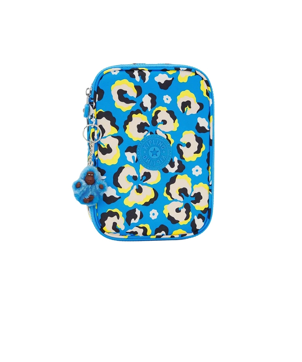 Estojo Kipling 100 Pens Leopard Floral Azul