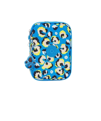 Estojo Kipling 100 Pens Leopard Floral Azul