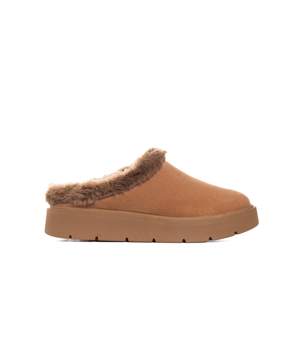 Mule Feminino Quiz Clog Forrado Camel