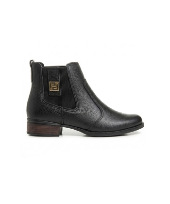 Bota Feminina Pegada Salto Bloco Elástico Couro PRETO