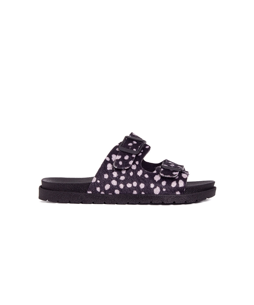 Tamanco Pixolé Flatform Fivelas Animal Print Preto