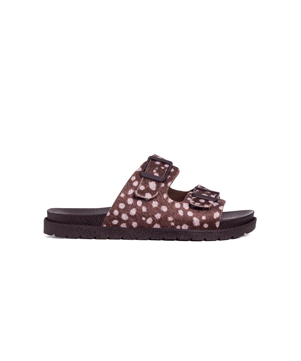 Tamanco Pixolé Flatform Fivelas Animal Print Marrom