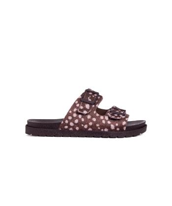 Tamanco Pixolé Flatform Fivelas Animal Print Marrom
