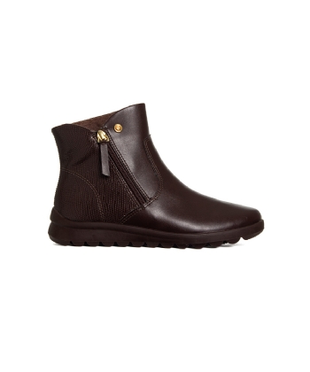 Bota Cano Curto Comfortflex Forrada Ziper Marrom