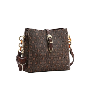 Bolsa Transversal Chenson Coração Cristal Café