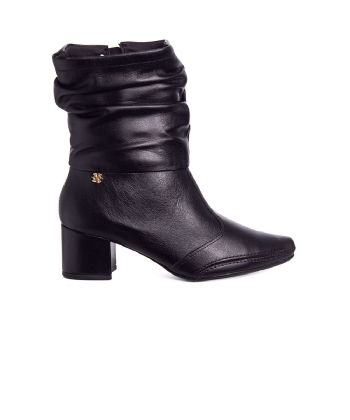 Bota Slouchy Ramarim Cano Curto Couro Preto