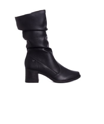 Bota Cano Médio Mississipi Salto Bloco Preto