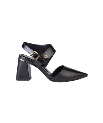 Sapato Slingback Bebecê Salto Bloco Preto