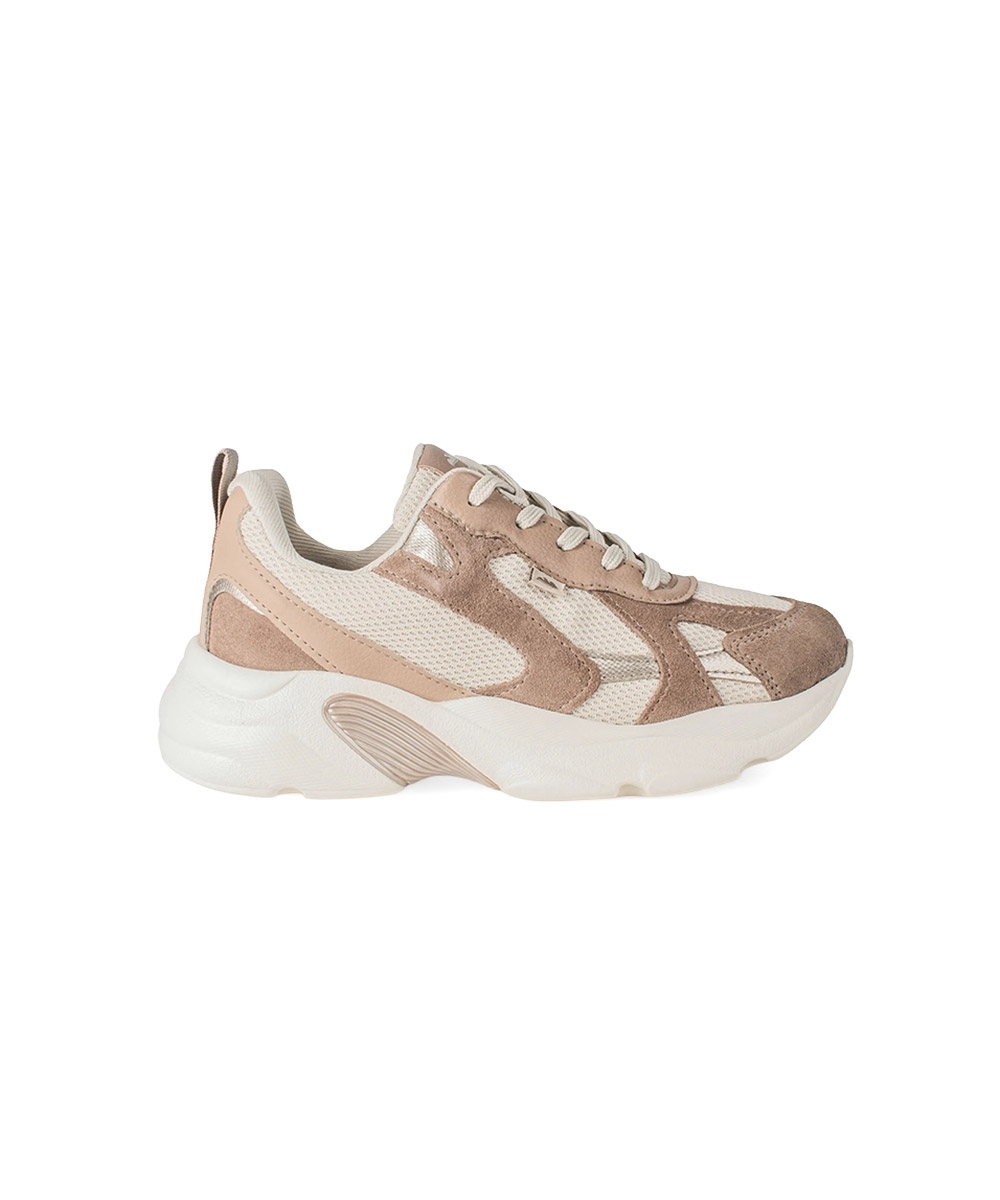 Tênis Feminino Dakota Dad Sneaker Couro Bege
