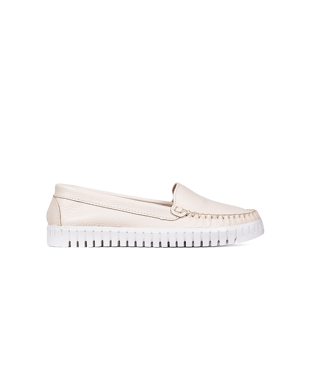 Mocassim Feminino Pixolé Couro Marfim