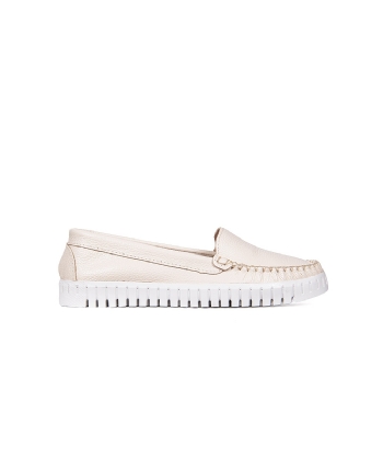 Mocassim Feminino Pixolé Couro Marfim