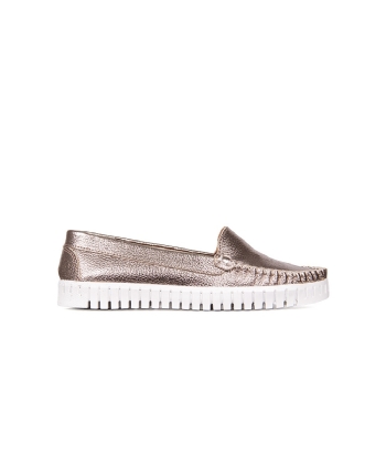 Mocassim Feminino Pixolé Couro Prata Velho