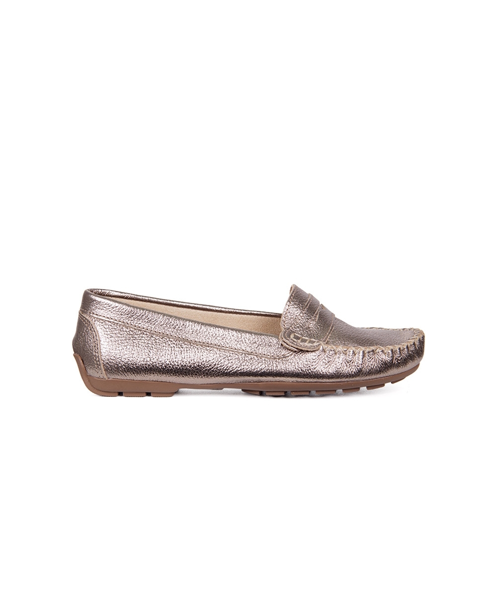 Mocassim Pixolé Feminino Couro Prata Velho