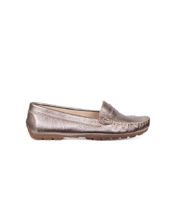 Mocassim Pixolé Feminino Couro Prata Velho