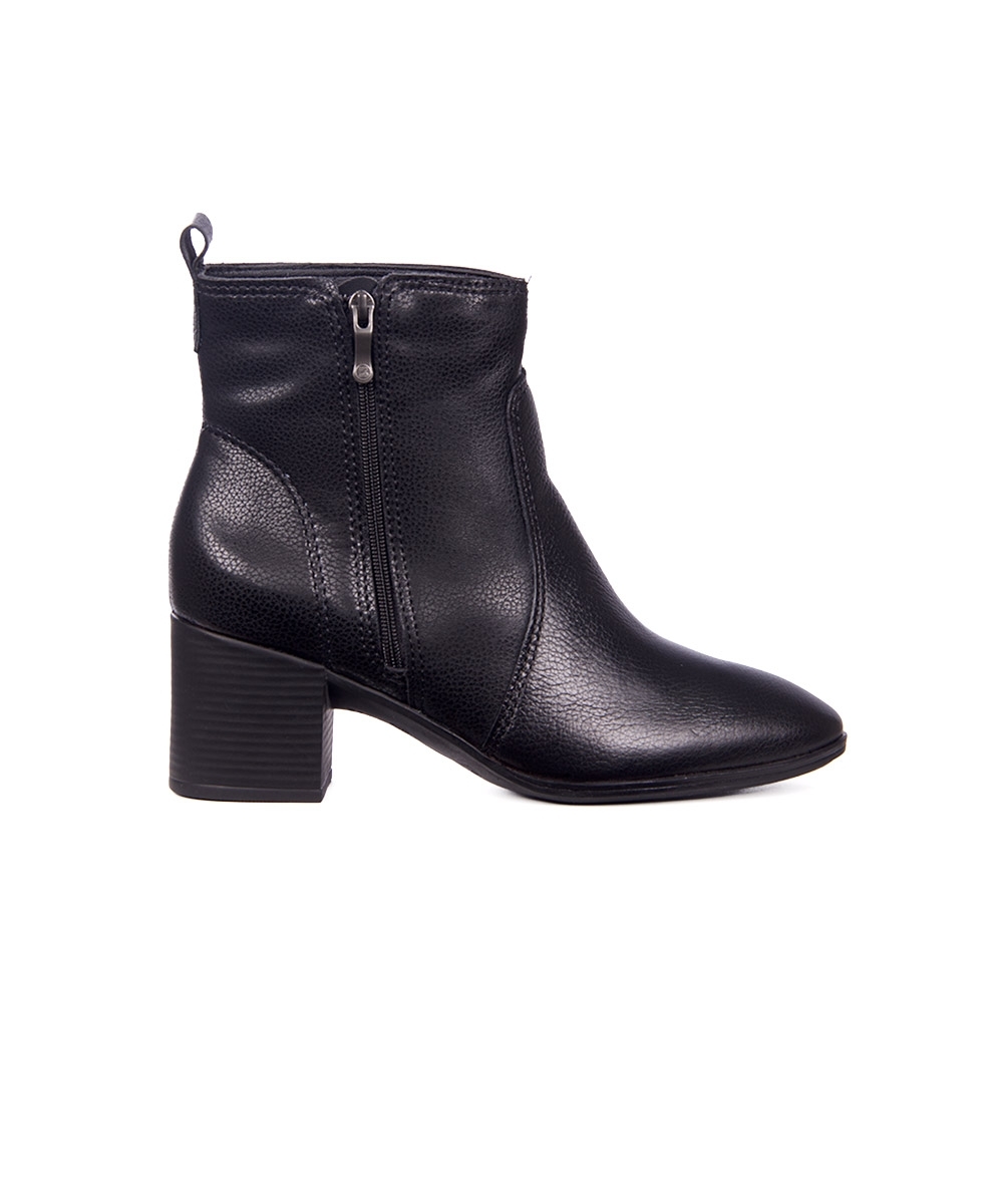 Bota Cano Curto Bottero Salto Bloco Couro Preto