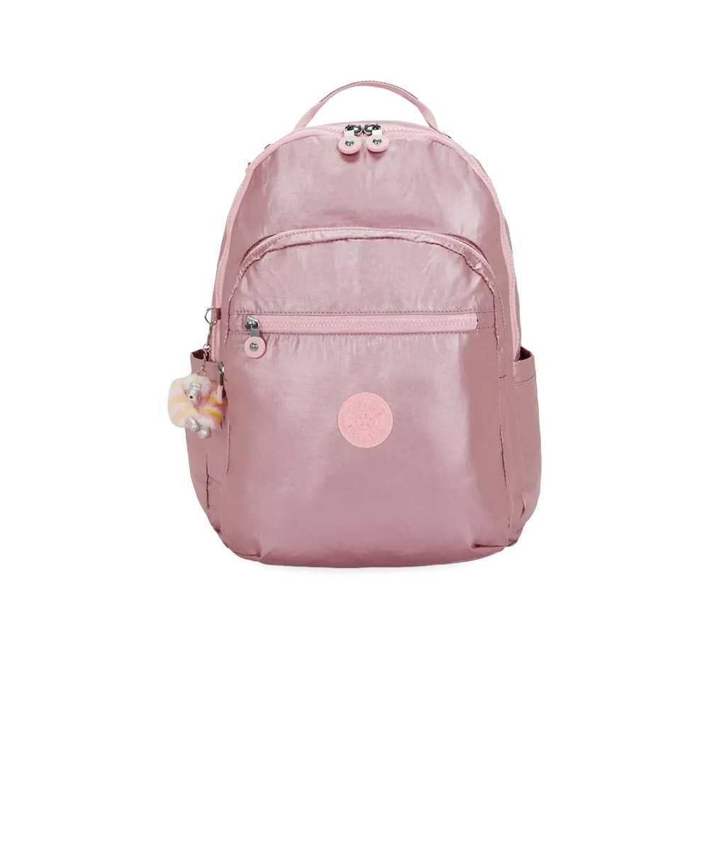 Mochila Kipling Seoul Bronze Pink Met Rosa
