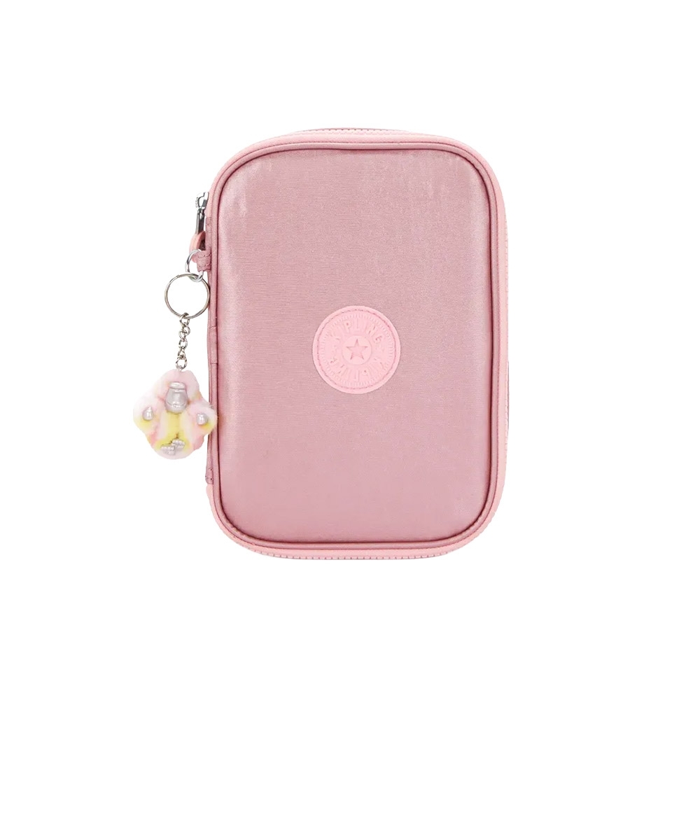 Estojo Kipling 100 Pens Bronze Pink Met Rosa
