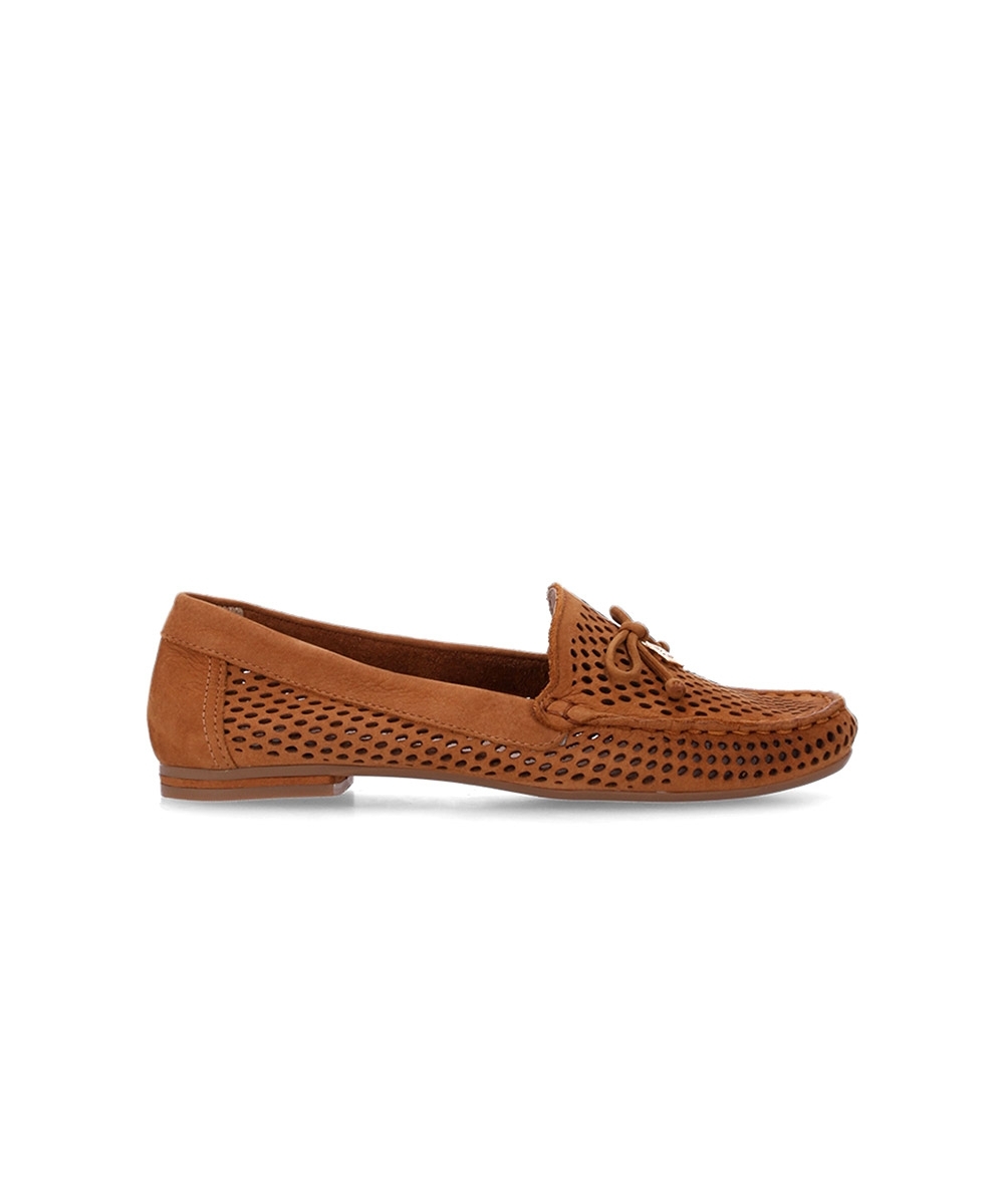 Mocassim Feminino Luz Da Lua Laço Couro Caramelo