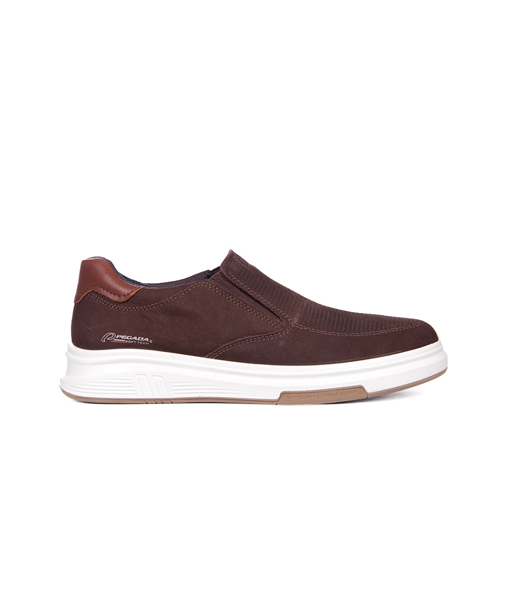 Tênis Masculino Pegada Slip On Couro Marrom